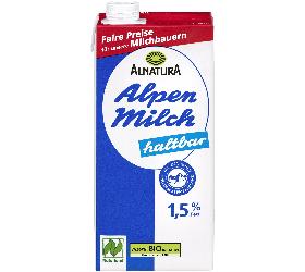 Haltbare Alpenmilch 1,5% 1 l Alnatura