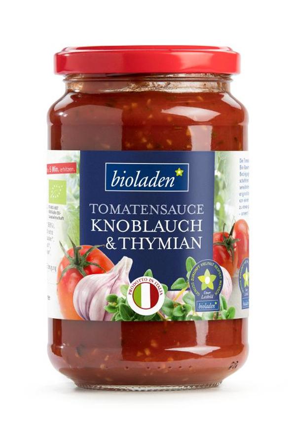 Produktfoto zu Tomatensauce Knoblauch Thymian bioladen