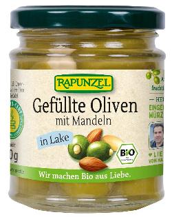Oliven grün, gefüllt mit Mandeln in Lake