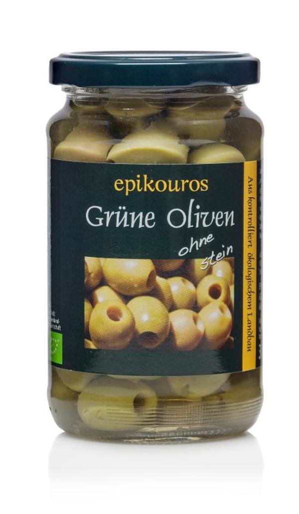 Produktfoto zu Grüne Oliven ohne Stein im Glas