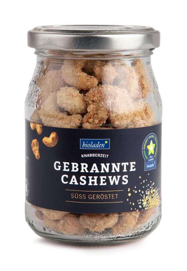Produktfoto zu Gebrannte Cashews süss geröstet bioladen Mehrwegglas