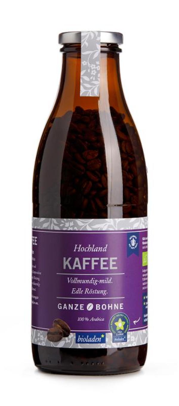 Produktfoto zu Hochlandkaffee ganze Bohne bioladen Mehrwegflasche