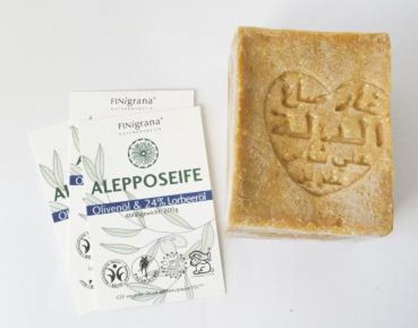 Produktfoto zu Aleppo Oliven Seife mit 24% Lorbeer-Öl 200g, handgeschnitten