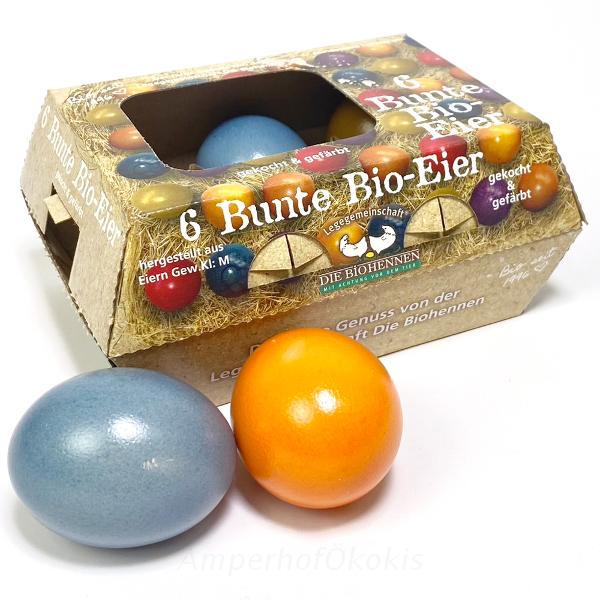 Produktfoto zu Bunte Eier, gefärbt, gekocht 6 Stück