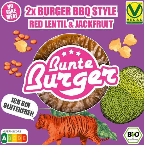 Produktfoto zu Bunte Burger Red Lentil BBQ-Style 2 St.