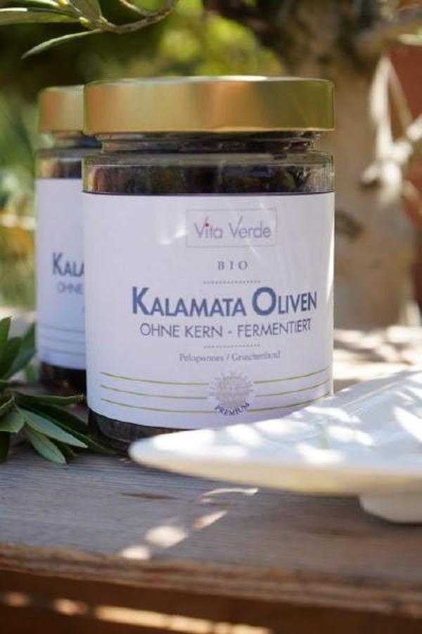 Produktfoto zu Kalamata entkernt im Glas 180g, ohne Lake, fermentiert