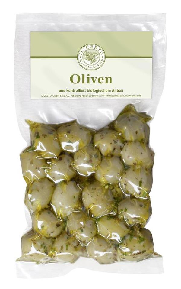 Produktfoto zu Griech. Oliven grün o. Stein 175g