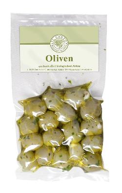 Griech. Oliven grün mit Knoblauch gefüllt 175g