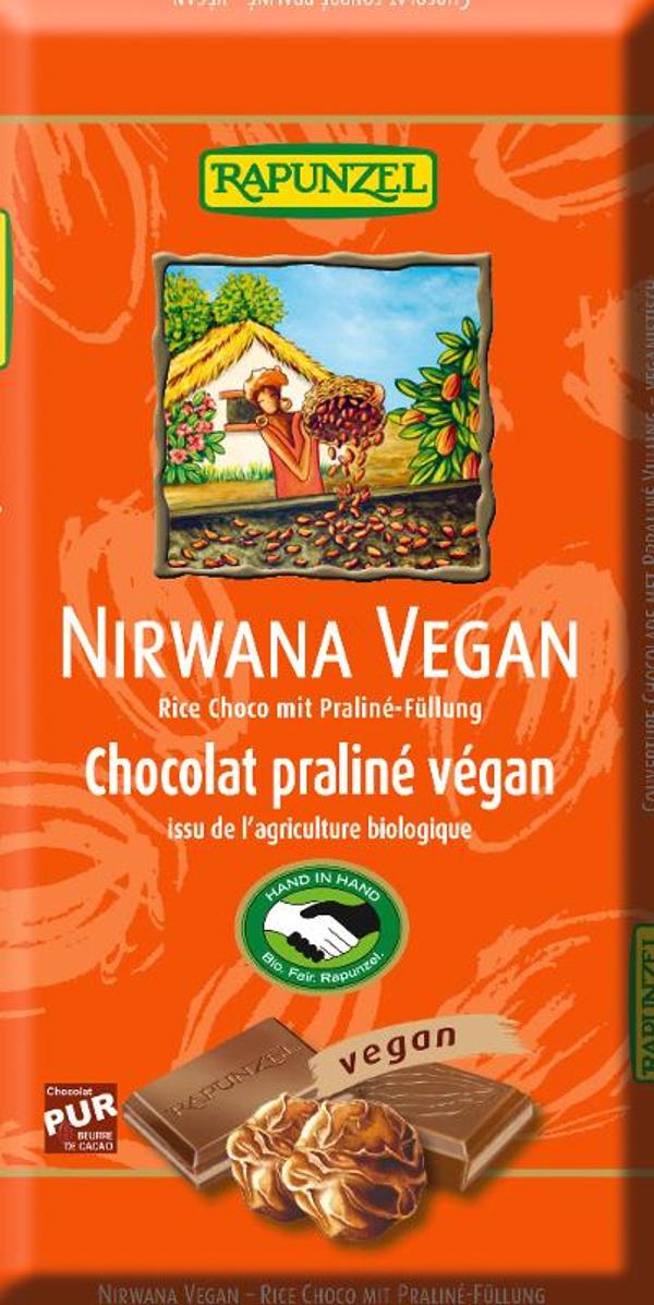 Produktfoto zu Nirwana vegane Schokolade mit Praliné-Füllung