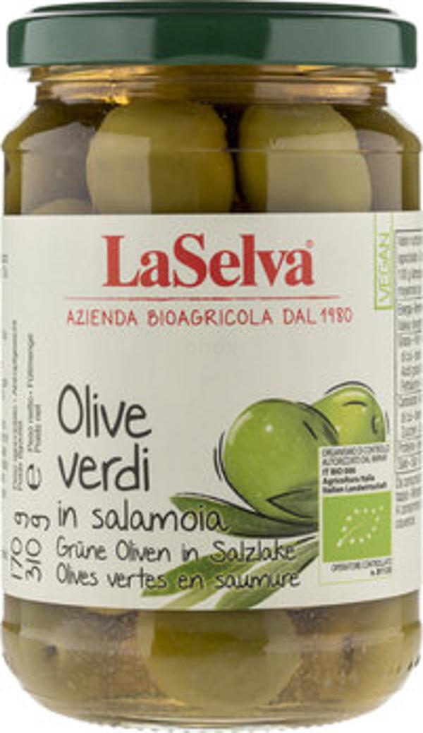 Produktfoto zu Grüne Oliven mit Stein im Glas 310g