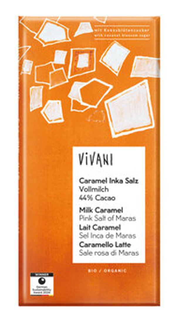 Produktfoto zu Vollmilchschokolade Caramel Inka Salz 80g