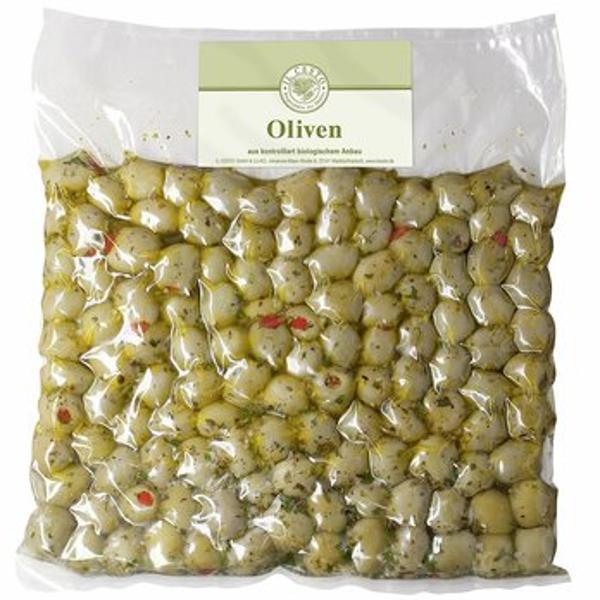 Produktfoto zu Grüne Oliven mit Paprika Natur