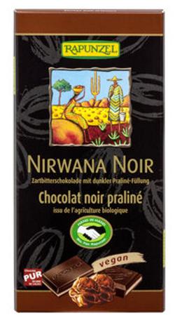 Nirwana Noir Schokolade mit dunkler Praliné-Füllung, 100 g