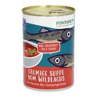 Cremige Wildlachs Suppe mit feinem Bio-Gartengemüse
