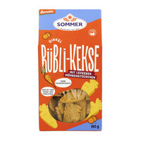 Demeter Dinkel Rübli-Kekse mit leckeren Möhrenstücken, vegan