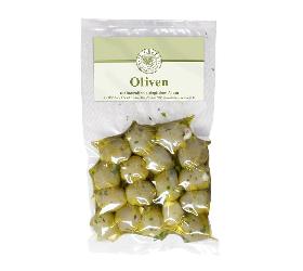 Griechische Oliven mit Knoblauch mariniert, 175 g