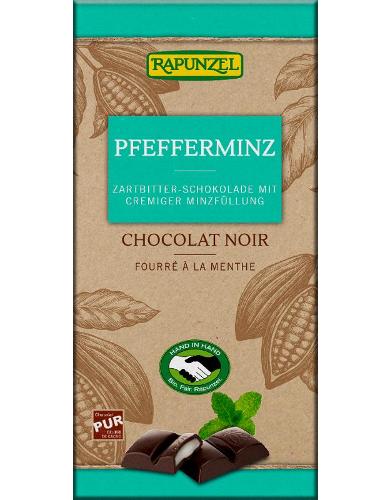 Zartbitterschokolade mit Pfefferminzfüllung von Rapunzel