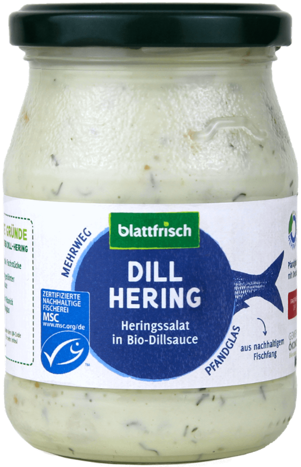 Produktfoto zu Heringsalat in Dill-Sauce- im Glas von Blattfrisch