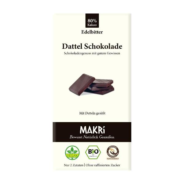 Produktfoto zu Dattel Schokolade Edelbitter von Makri