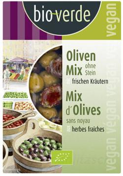 Gemischte Oliven ohne Stein in Kräutern