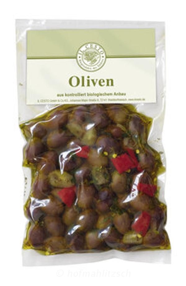 Produktfoto zu Italienische Leccino-Oliven schwarz & mariniert