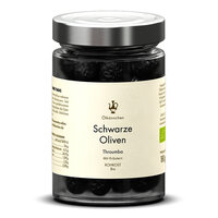 Ölkännchen Schwarze Oliven Throumba (mit Stein), GR im 180g-Glas (Vakuum, ohne L