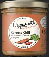 Karotte Chili Bioaufstrich mit Ingwer und 30% Cashew- und Erdnussmus 135g