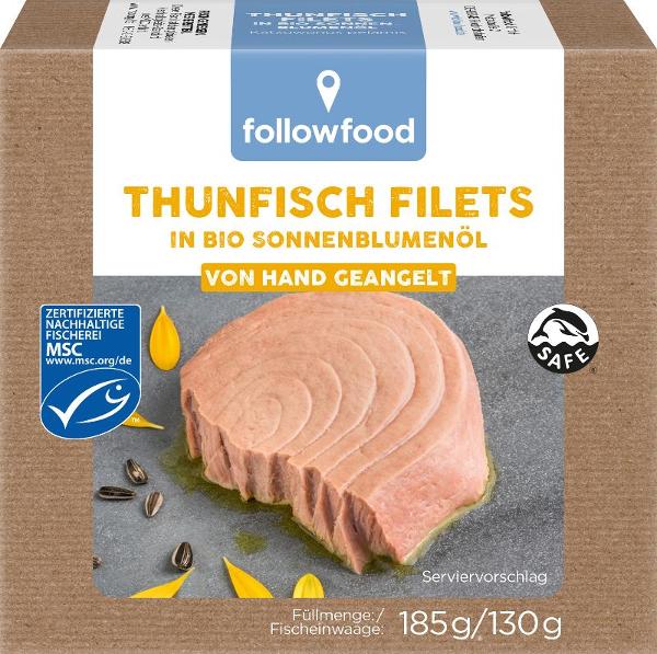 Produktfoto zu Thunfischfilets in Sonnenblumenöl 185g