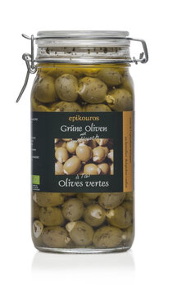 Produktfoto zu Grüne Oliven mit Knoblauch