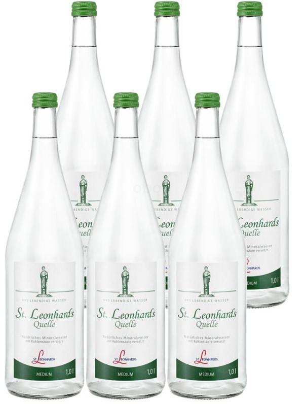 Produktfoto zu Mineralwasser St.Leonhard medium 6x1l