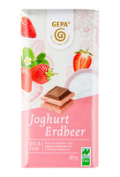 Bio Weiße Joghurtschokolade mit Erdbeerpulver und Vollmilchschokolade