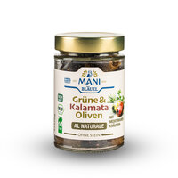 MANI Grüne & Kalamata Oliven al naturale Mediter. Kräutern, entk., bio, NL Fair