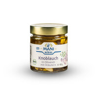MANI Knoblauch in Olivenöl mit Kräutern, bio, 185 g Glas