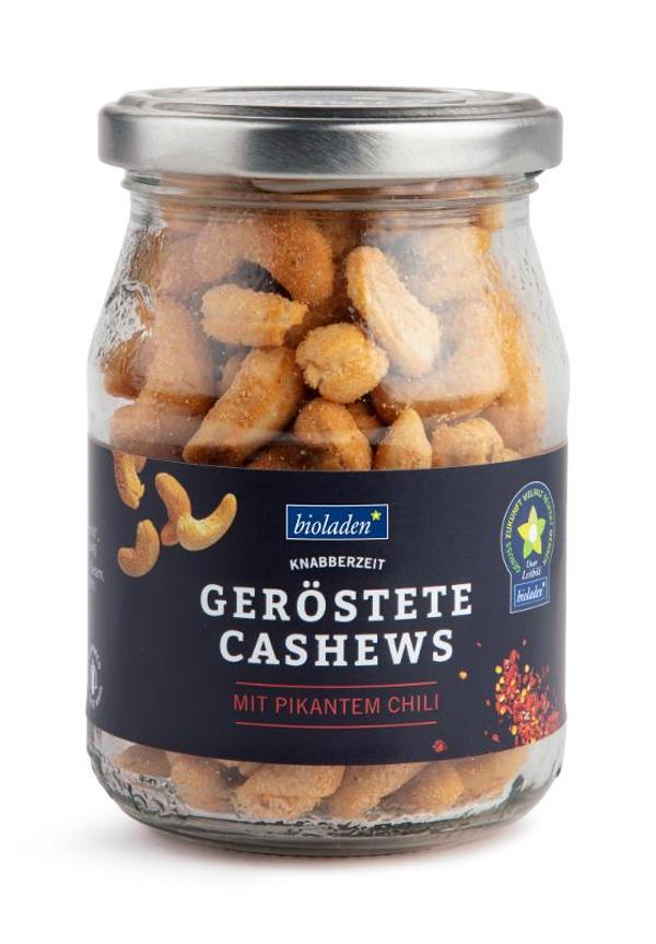 Produktfoto zu b*geröstete Cashews mit pikantem Chili, b*fair-Projekt, Mehrweg, Pfandglas bitte zurückgeben