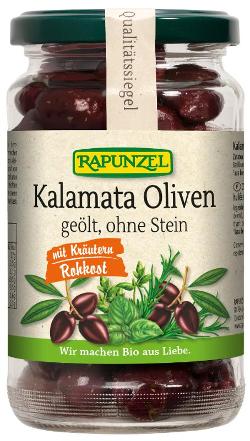 Oliven Kalamata mit Kräutern, geölt, ohne Stein, Rohkost