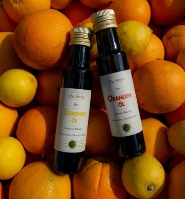 Produktfoto zu Orangenöl, Vita Verde, Rohkost Qualität, Olivenöl mit Orangen gepresst