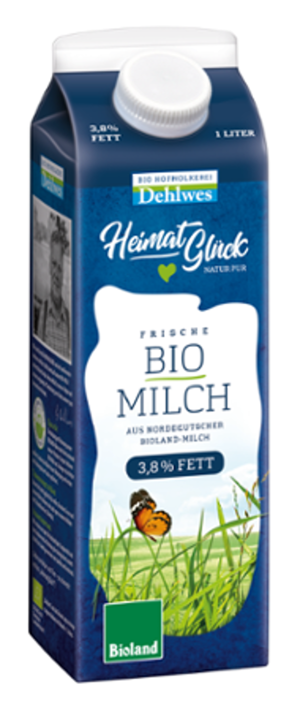 Produktfoto zu Vollmilch Bioland 1l 3,8% Bio-Hofmolkerei Dehlwes