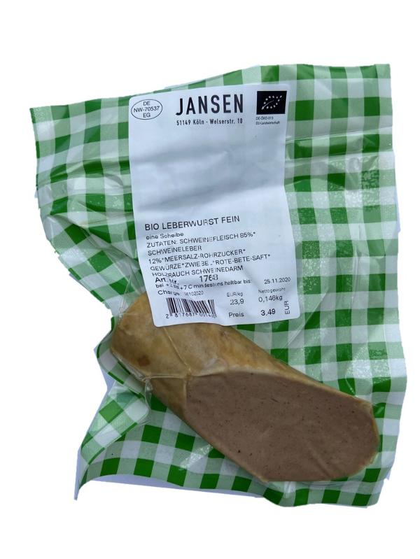 Produktfoto zu Leberwurst fein ca 150g Biofleischerei Jansen