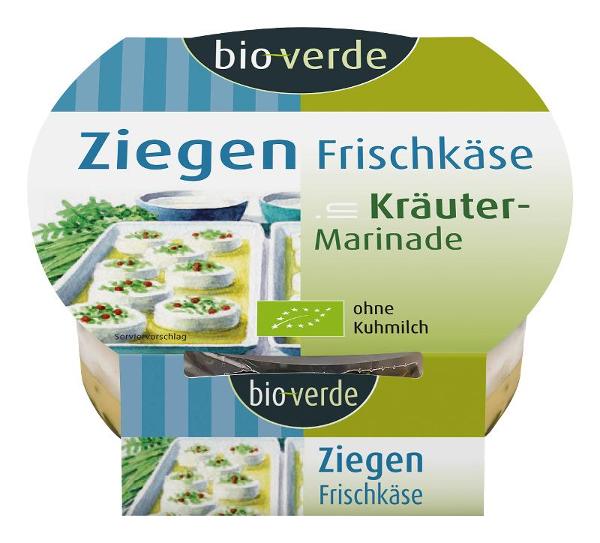 Produktfoto zu Ziegenfrischkäse in Kräuter-Marinade mit rosa Pfefferkörnern 50% 100g bio verde