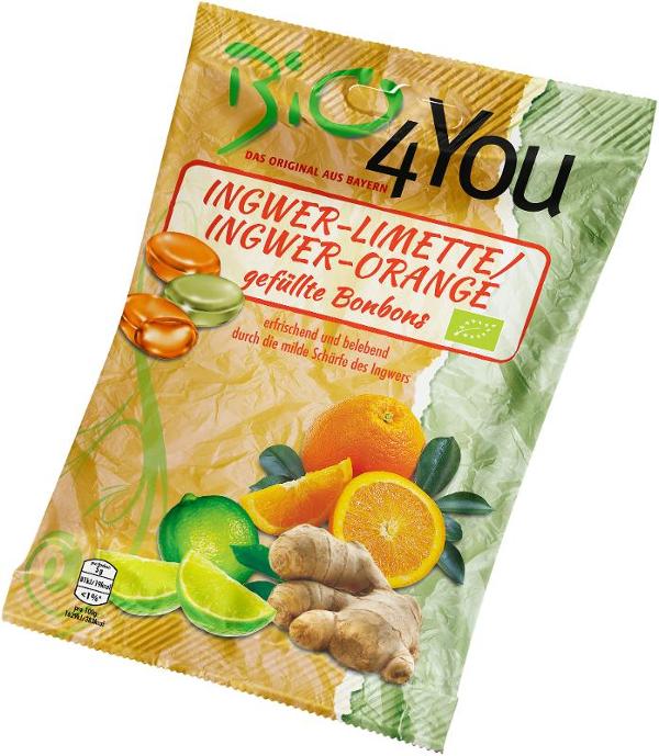 Produktfoto zu Bonbons Ingwer-Limette und Ingwer-Orange 75g Bio4you