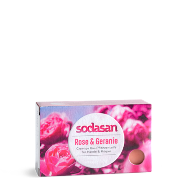 Produktfoto zu Seife Rose & Geranie 100g Stück Sodasan