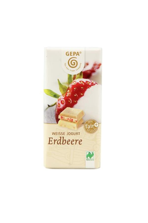 Produktfoto zu Weiße Joghurt Erdbeere Schokolade 40g GEPA