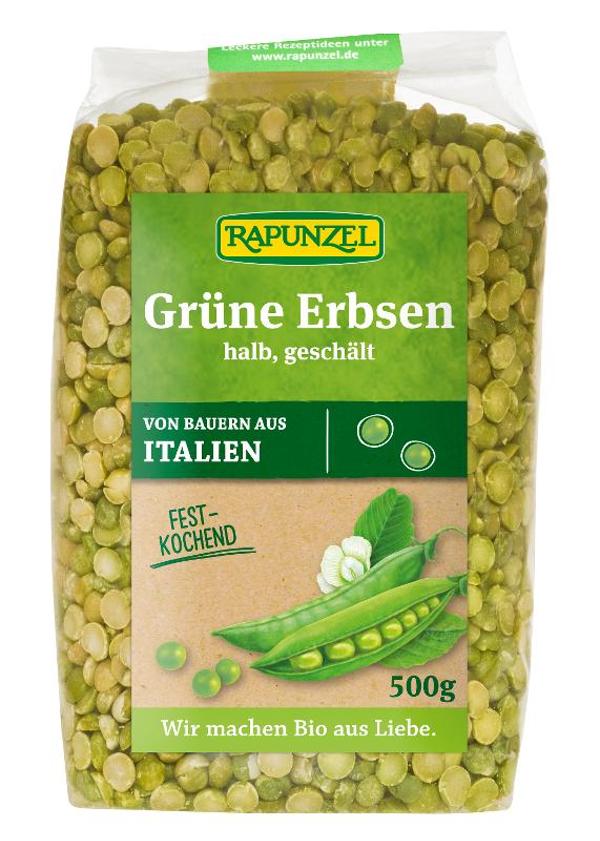 Produktfoto zu Grüne Erbsen, halb, geschält 500g Rapunzel