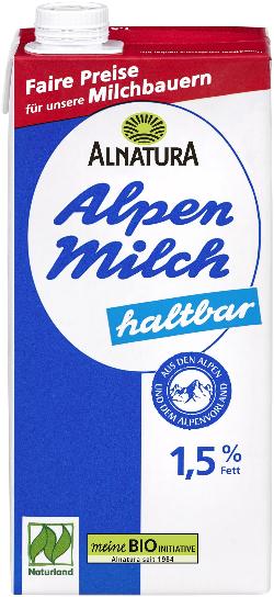 Haltbare Alpenmilch 1,5% 1 l Alnatura