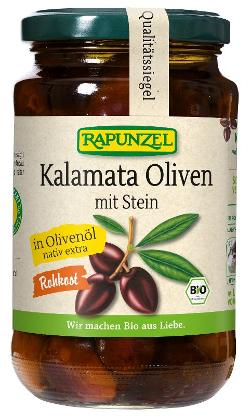 Oliven Kalamata violett mit Stein in Öl 335g Rapunzel