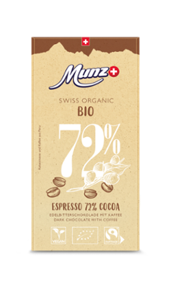 Swiss Organic Espresso 72% 100g Munz