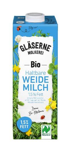 VPE H-Weidemilch 1,5% 12x1l Gläserne Molkerei
