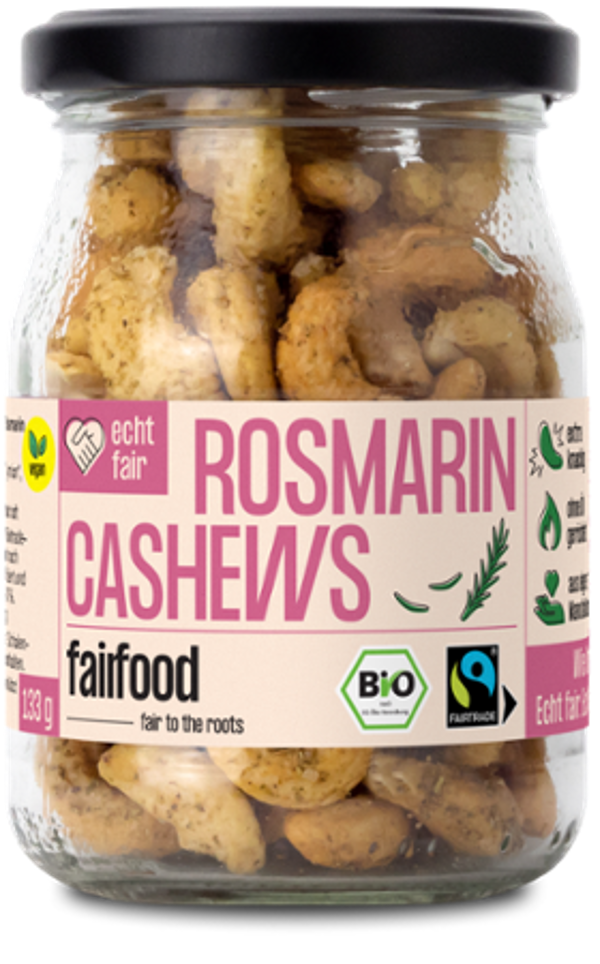 Produktfoto zu Cashewkerne Rosmarin & Thymian im Pfandglas 133g Fairfood