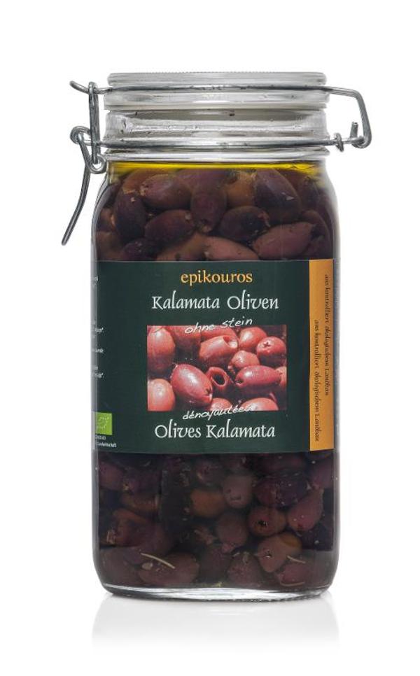 Produktfoto zu Kalamataoliven in Kräuteröl entsteint EPíKOUROS
