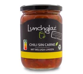 Bio Lunchglaz Chili sin Carne mit Beluga-Linsen